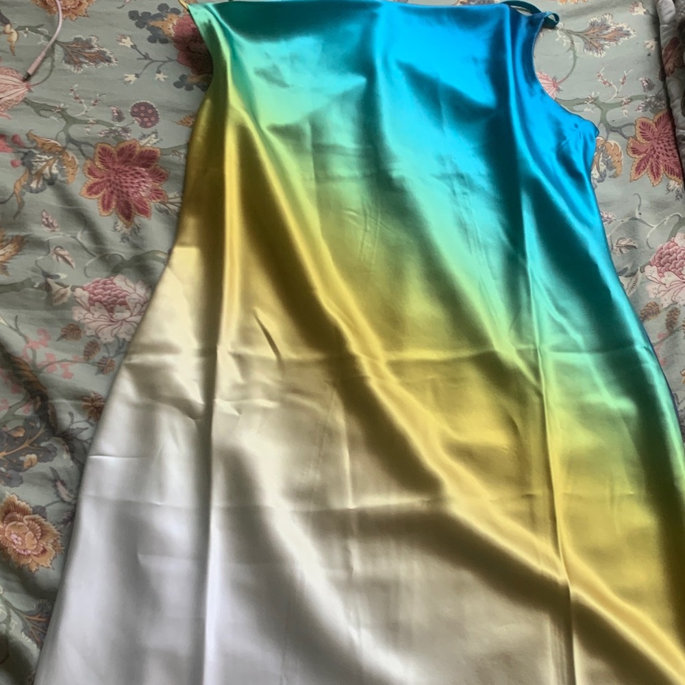 Gradient Blue and Yellow Sleeveless Dress